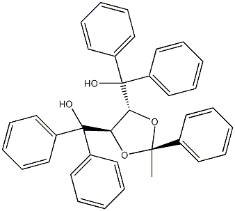 (+)-4,5-二[羟基(二苯基)甲基]-2-甲基-2-苯基-1,3-二恶烷结构式