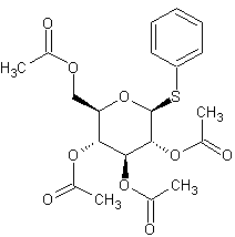 2,3,4,6-O-四乙酰基-1-硫代-β-D-苯基葡萄糖苷结构式