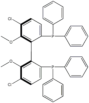(R)-(+)-5,5'-二氯-6,6'-二甲氧基-2,2'-双(二苯基磷酸)-1,1'-联苯基结构式
