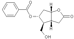 (3aR,4S,5R,6aS)-(-)-5-(苯甲酰氧基)-六氢-4-(羟甲基)-2H-环戊并[b]呋喃-2-酮结构式