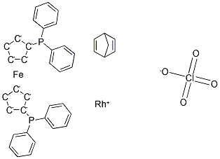 (二环[2.2.1]庚-2,5-二烯)[1,1'-二(二苯基膦基)二茂铁]高氯酸铑(I)结构式